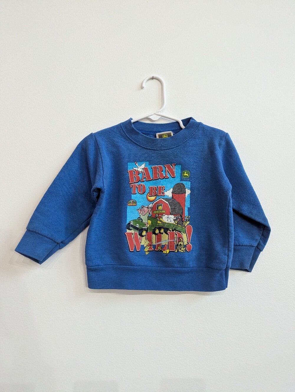 Vtg John Deere Sweatshirt 2T Blue Barn to Be Wild